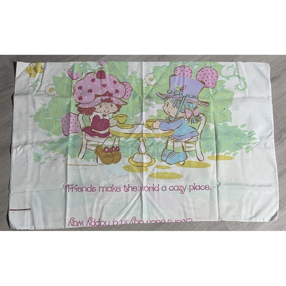 Strawberry Shortcake Vtg 1980 Pillow Case 80s Huckleberry Finn Blueberry Muffin